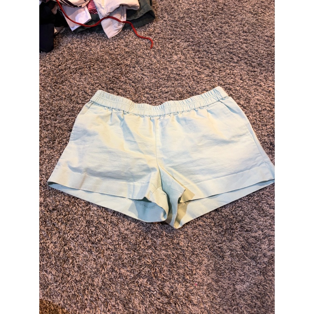 J.Crew Mint Green Elastic Waist Cotton Pull On Shorts Womens Medium